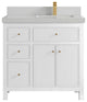Sonoma 36 Right Offset Reeded  Bath Vanity in White 2" Carrara Quartz