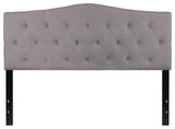 Cambridge Tufted Upholstered Queen Size Headboard in Light Gray Fabric