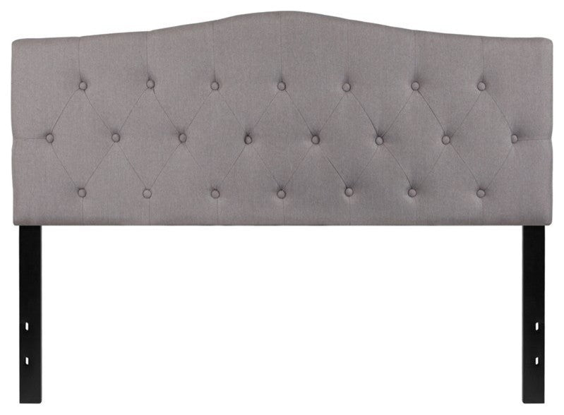 Cambridge Tufted Upholstered Queen Size Headboard in Light Gray Fabric