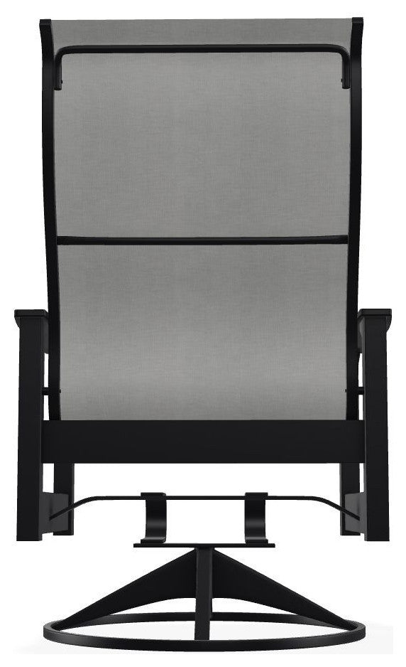 Leeward Sling Outdoor Swivel Rocker, Alloy/Black