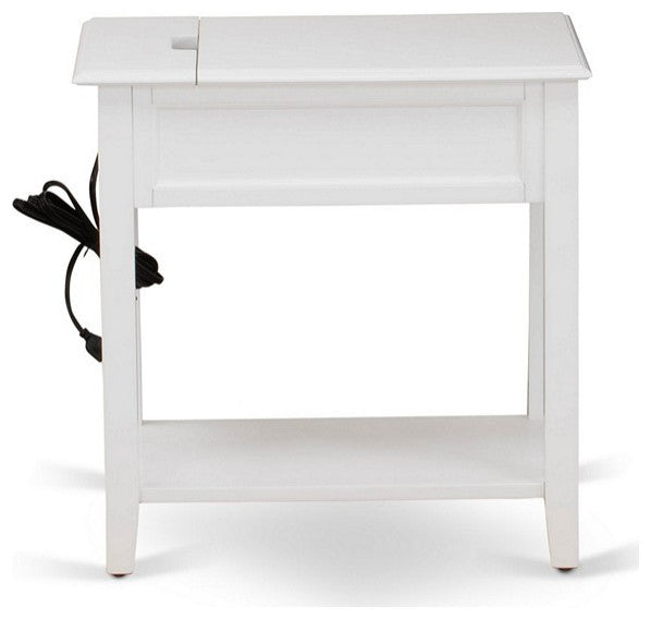 Wood Night Stand With 1 Drawers, Stable And Sturdy Constructed White Finish