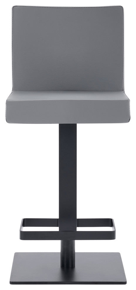 Laurel Faux Leather Swivel Barstool, Gray/Matte Black
