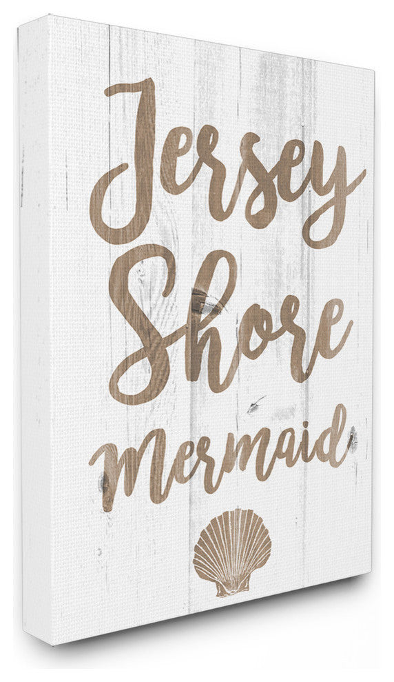 Jersey Shore Mermaid Wood Plank Look, 24"x30", Stretched Canvas Wall Art