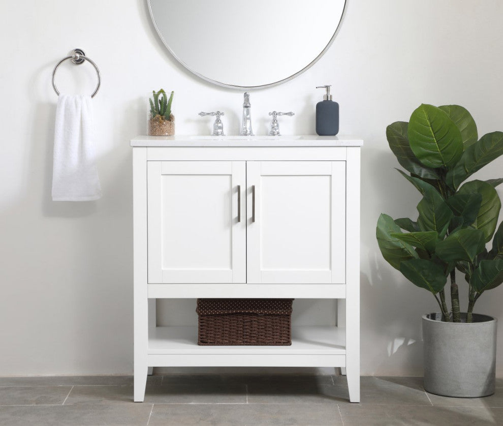 Elegant VF16030WH 30"Single Bathroom Vanity, White