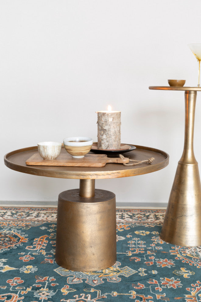 Antique Gold Pedestal Coffee Table | DF Mason