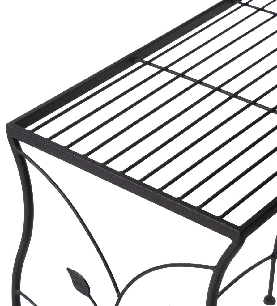 Rectangular Nesting Black Metal Plant Stand, Set of 3