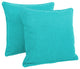 18" Outdoor Spun Polyester Square Throw Pillows, Set of 2, Aqua Blue
