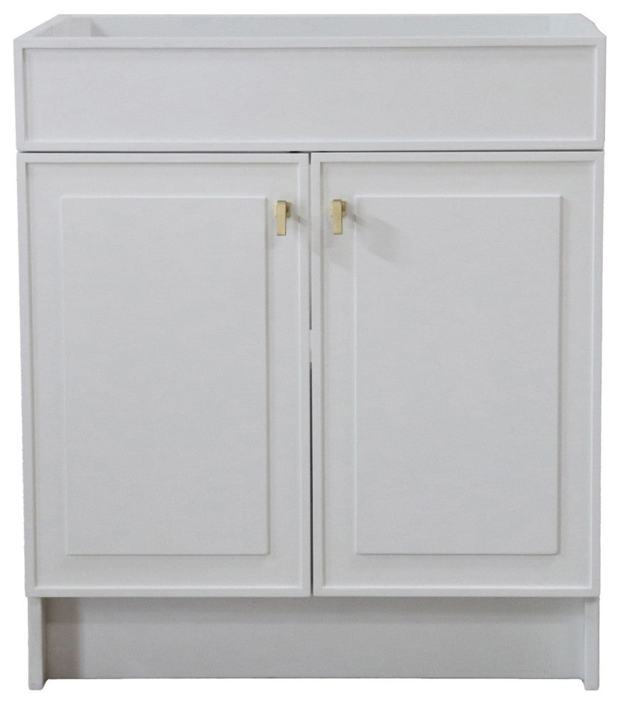 SmartFold 30" Single Sink Vanity Cabinet, White Finish, Gold Hardware