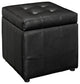 Volt Storage Upholstered Vinyl Ottoman, Black
