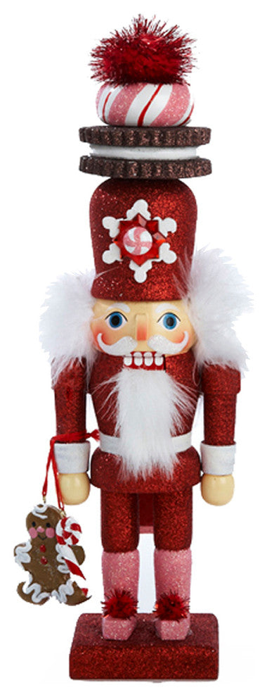 12" Hollywood Red Gingerbread Nutcracker With Cookie Hat