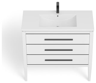 Celios Bathroom Vanity, White With Black Trim, 36", Single Sink, Freestanding
