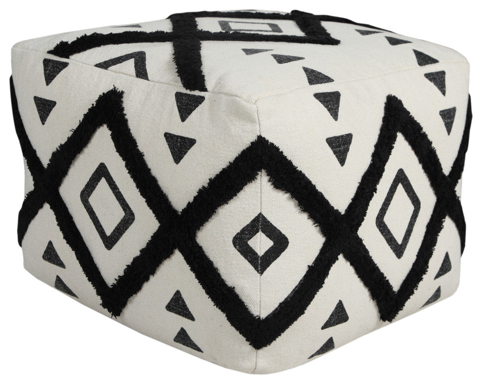 Textured Double Diamond Pouf Ottoman