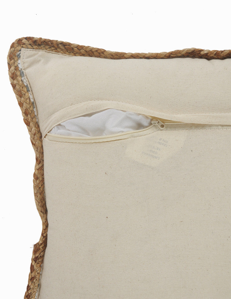 Striped Cotton and Jute Throw Pillow