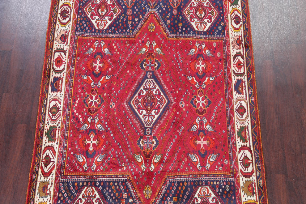 Consigned, Persian Medallion Hand Made Oriental Vintage Area Rug, Red, 6 X 9 Ft.