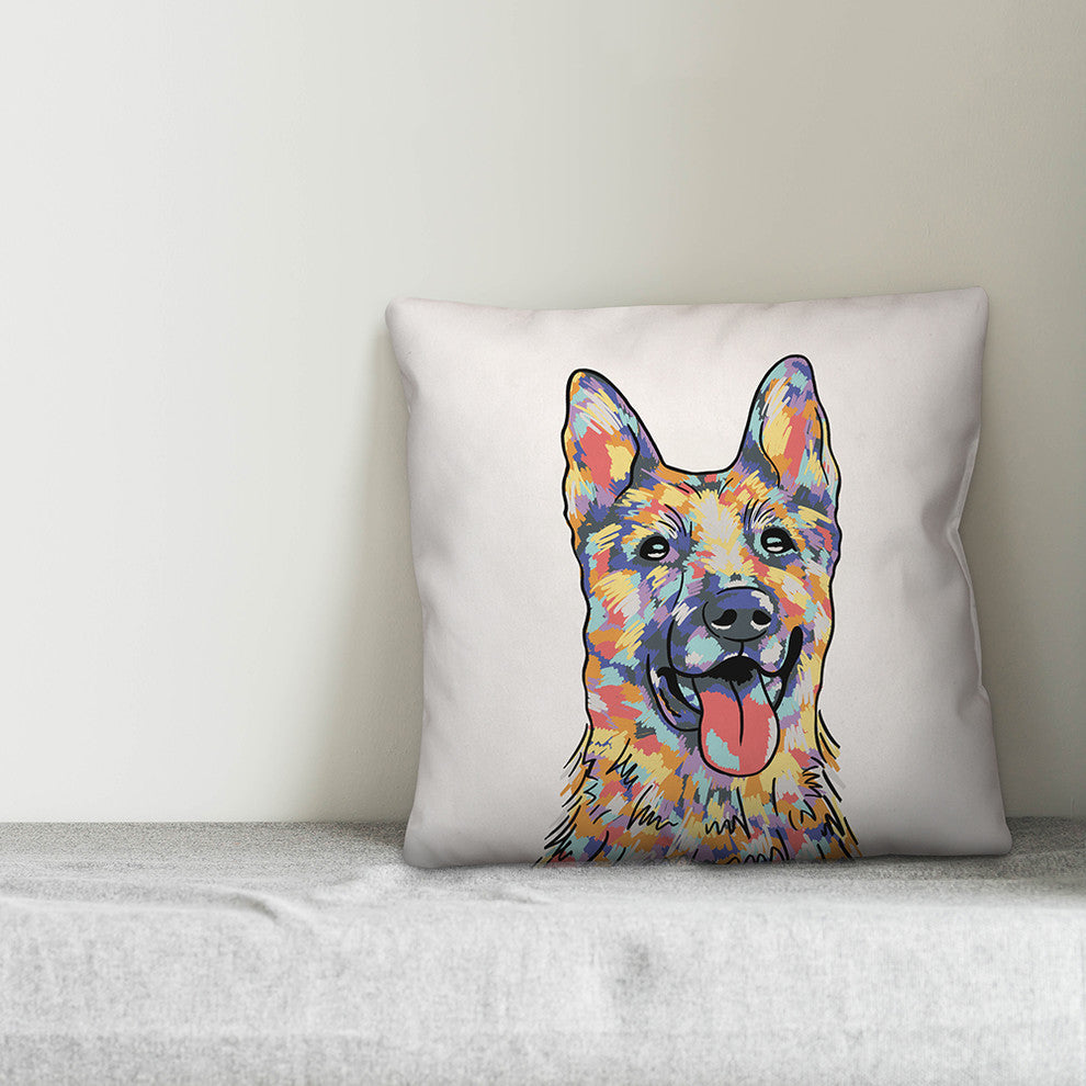 Watercolor German Shepherd Throw Pillow Cover