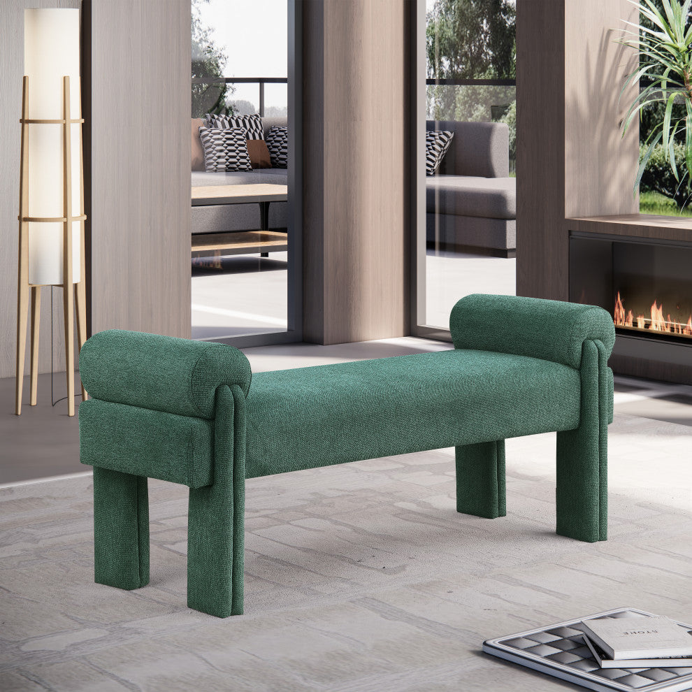 Stefano Upholstered Bench, Green