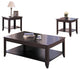 3 Piece Wood Table Set With Bottom Shelf, Cappuccino