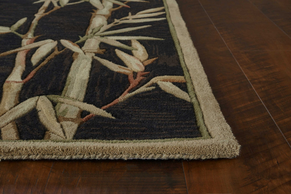 4'X6' Black Hand Tufted Bordered Bamboo Indoor Area Rug