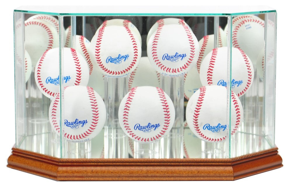 Octagon 7 Baseball Display Case, Walnut