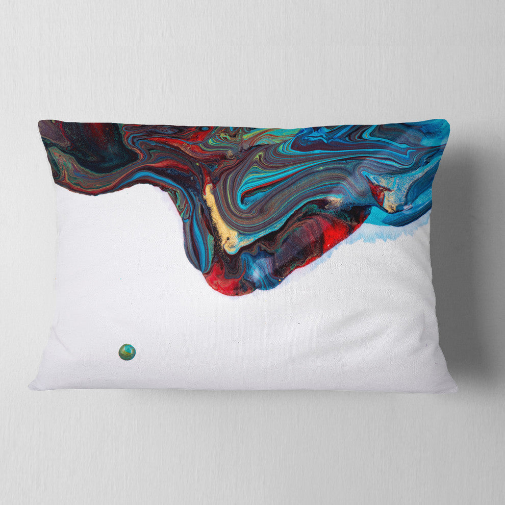 Multi Color Abstract Acrylic Paint Mix Abstract Throw Pillow, 12"x20"