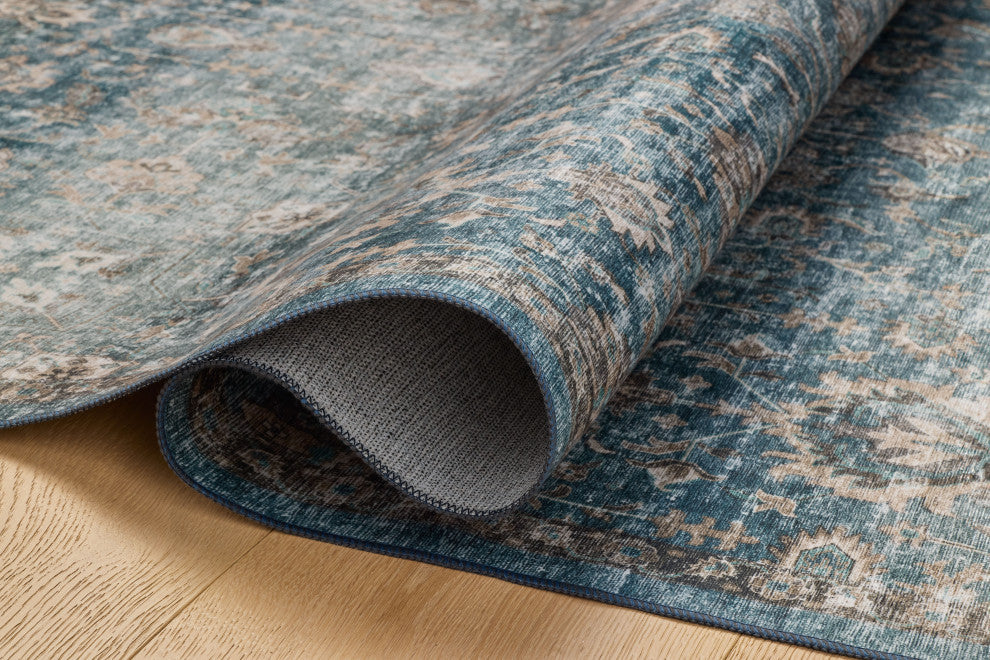 Loloi Washable Anniston Lagoon/Natural Rug, 2'6"x12'