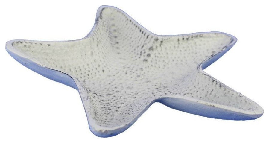 Cast Iron Starfish Decorative Bowl, Whitewashed, 8"