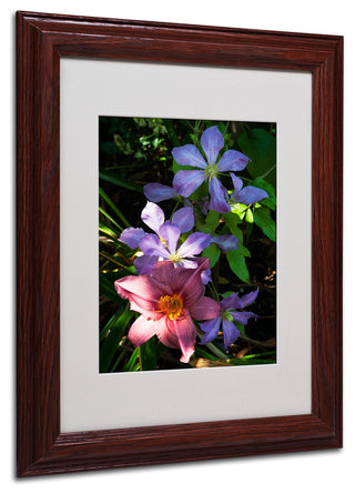 'Clematis and Lily' Matted Framed Canvas Art by Kurt Shaffer
