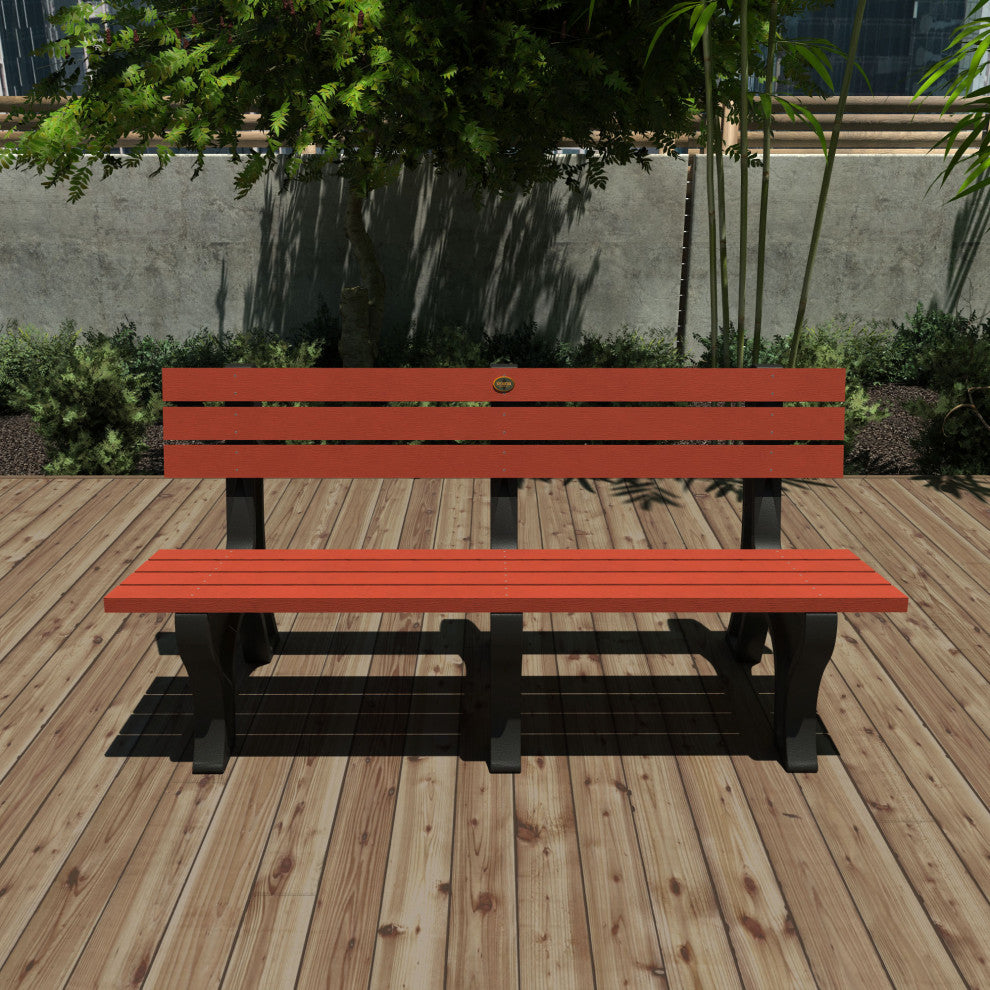 Aurora Traditional 6' Park Bench, Rustic Red