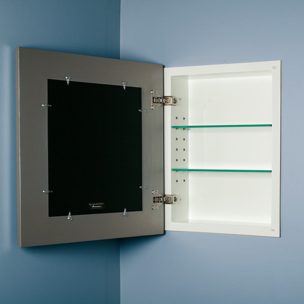 14"x18" Fox Hollow Furnishings Mirrored Medicine Cabinet, Silver