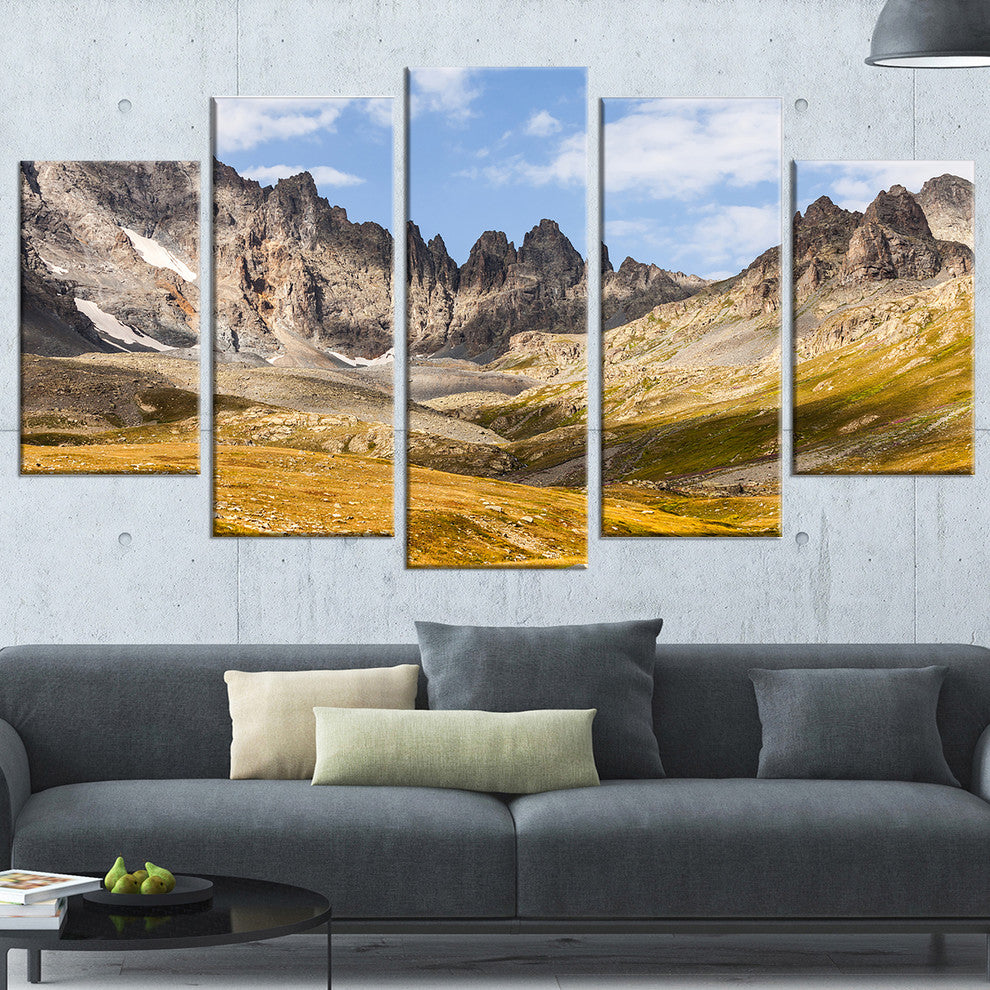 "Hills and Valleys in Golden Morning" Landscape Photo Wall Art, 5 Panel, 60"x32"