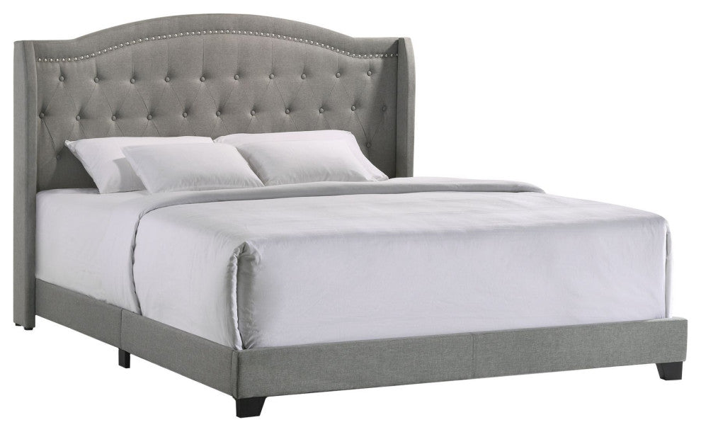 Kent Rhyan Upholstered Platform Bed, Gray, King