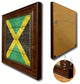 Jamaica Country Textured Flag Print With Brown Gold Frame, 19"X27"