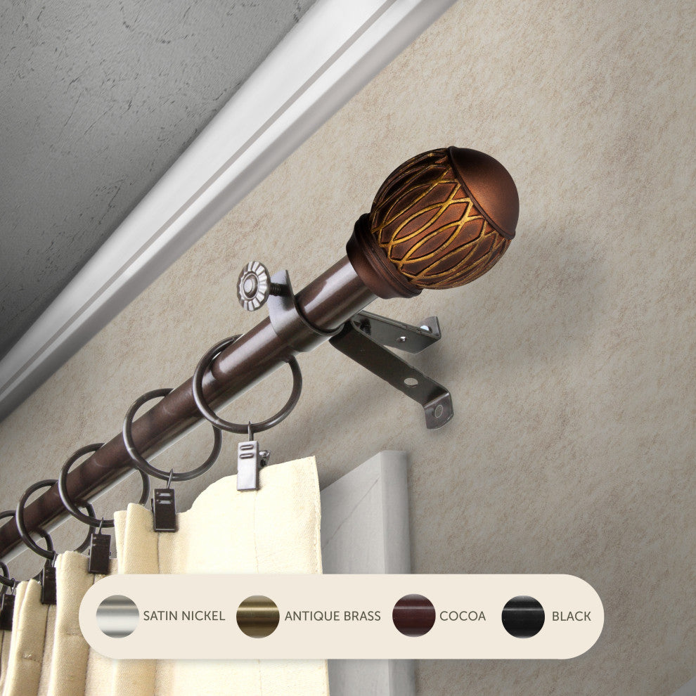 Denny 13/16" Curtain Rod, Cocoa, 18-28"