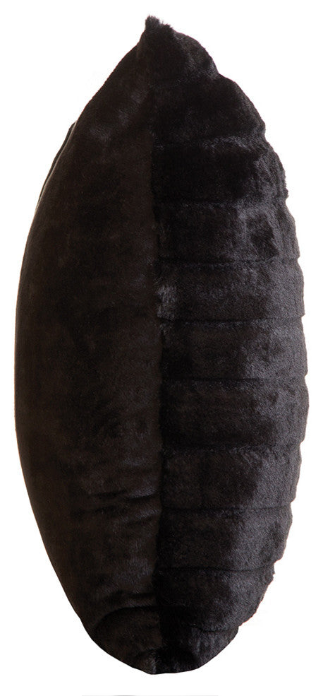 Faux Fur Throw Pillow 18"X18" With Insert, Black Striped Mink