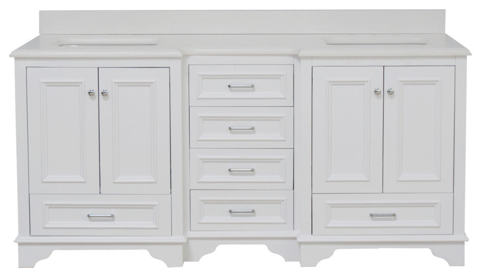 Nantucket 72" Double Bath Vanity, White, Quartz
