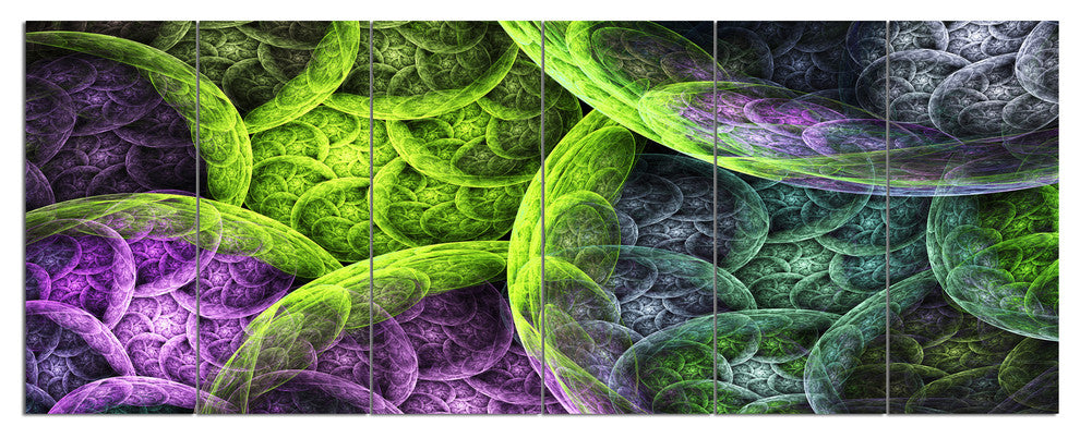 Green Pink Colorful Clouds, Abstract Canvas Art Print, 70"x28", 6 Panels