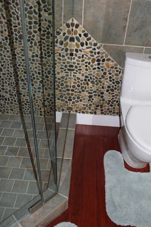 Glazed Bali Ocean Pebble Tile: Natural Stone for Showers, Baths