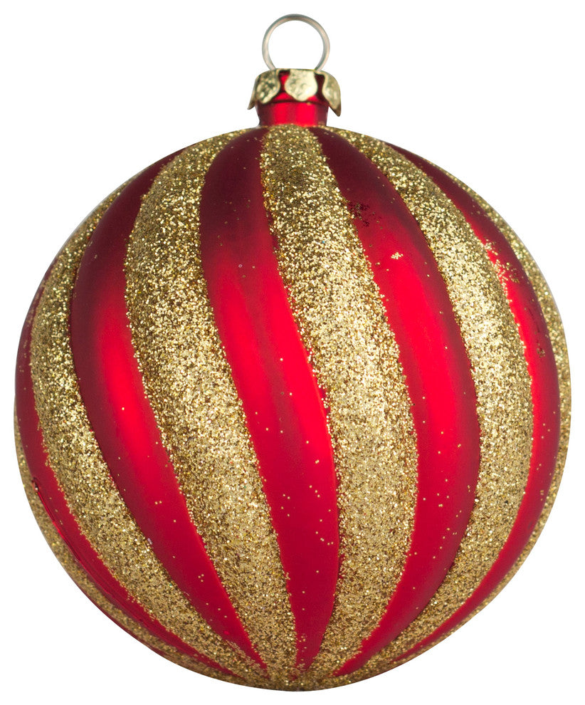 70Mm 2.75" Red And Gold Swirl Ball Ornament