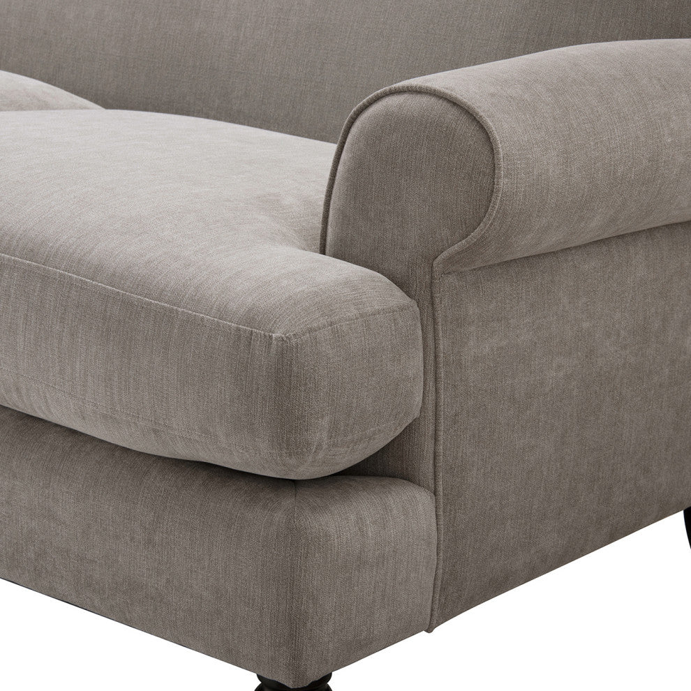 Alana Lawson 88" 3-Cushion Tight Back Sofa, Silver Gray Polyester