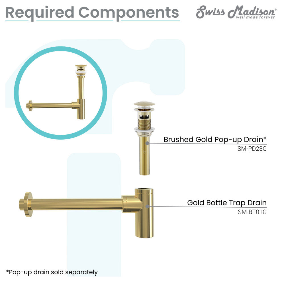 Bottle Trap Drain, Gold