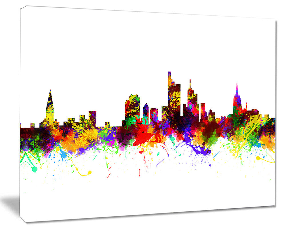 "Frankfurt, Germany" Skyline Cityscape Painting Wall Art, 40"x30"