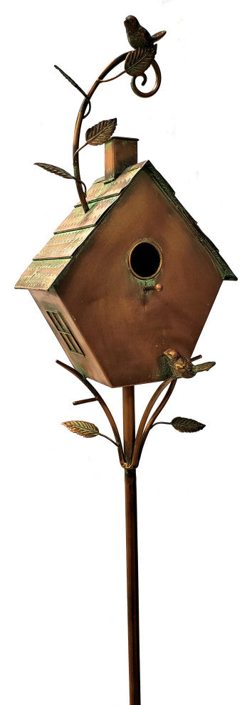 Antique Copper Saran Birdhouse Stake "Sherry"