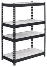 48" Brown and Black Metal Adjustable Four Tier Bookcase