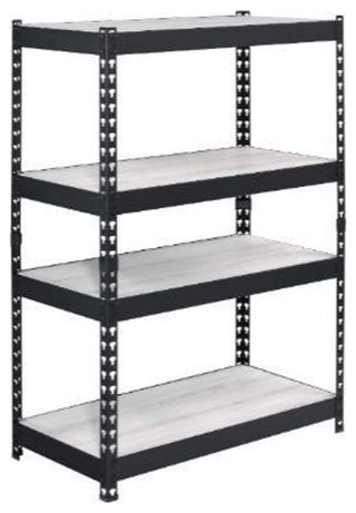 48" Brown and Black Metal Adjustable Four Tier Bookcase