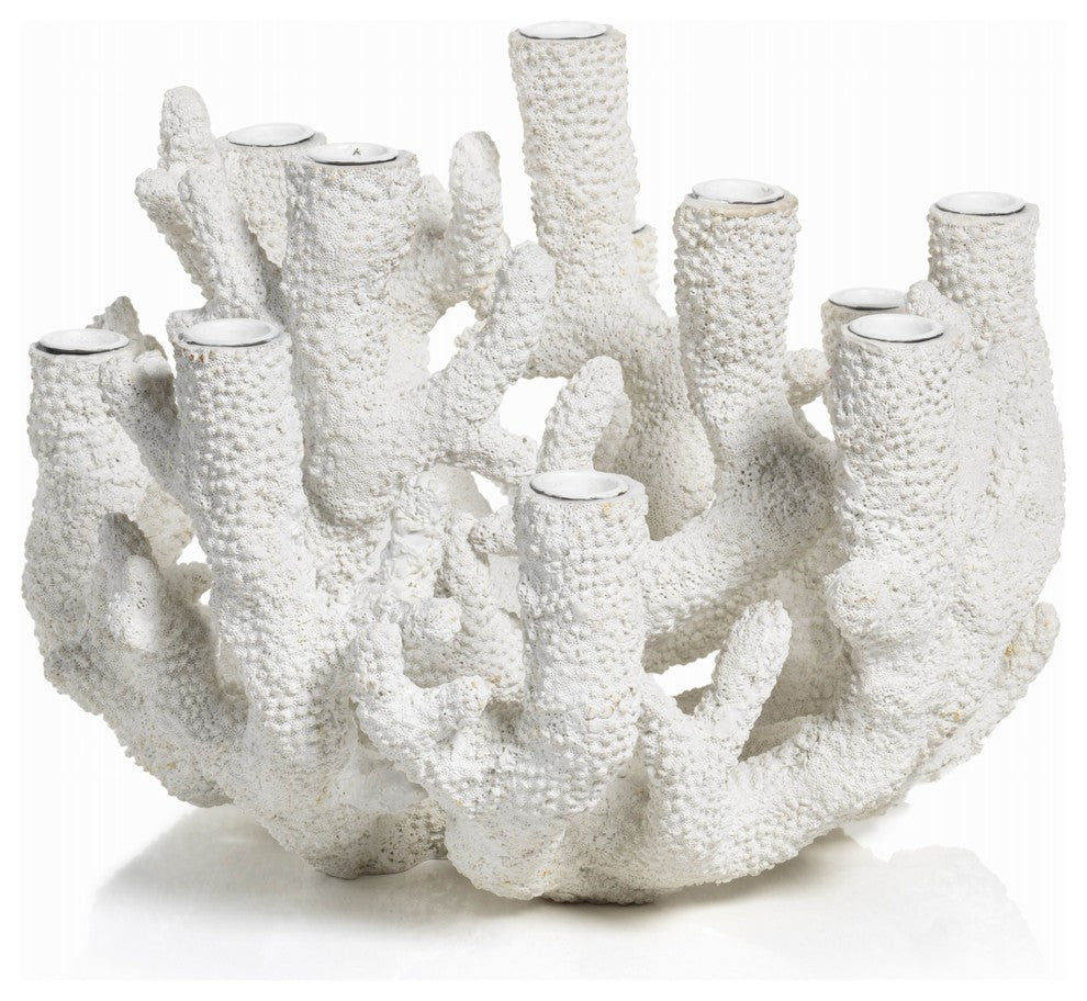 12-Tier "Cayo" Coral Polyresin Taper Candle Holder