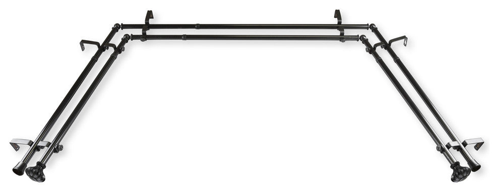 Maurice 13/16" Bay Window Double Curtain Rod, Black