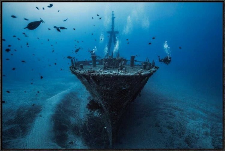 "Hai Siang Wreck" Framed Canvas Giclee by Barathieu Gabriel, 37x25"