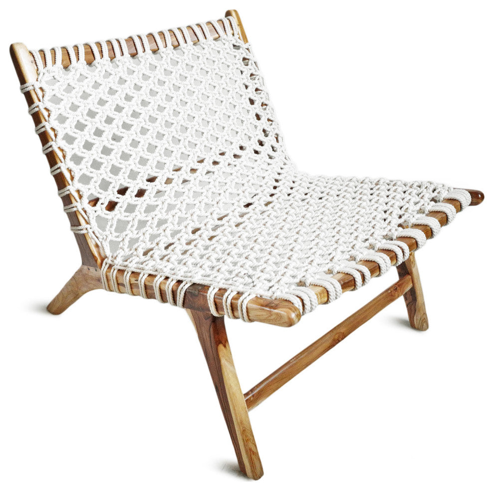 Woven Rope Teak Easy Chair