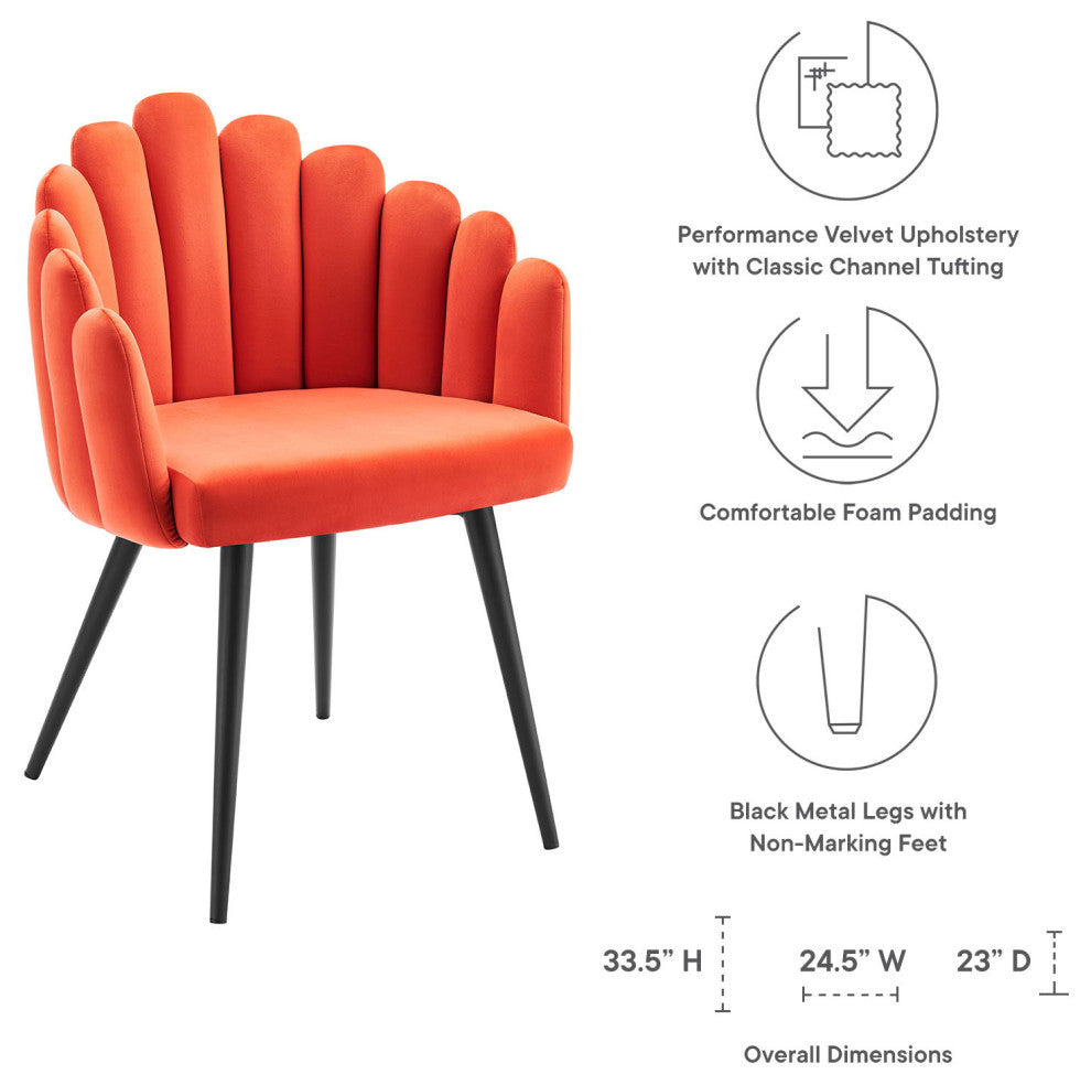 Vanguard Performance Velvet Dining Chair Set of 2 Black Orange -6028