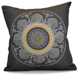 Stained Glass Geometric Print Pillow, Gray, 20"x20"